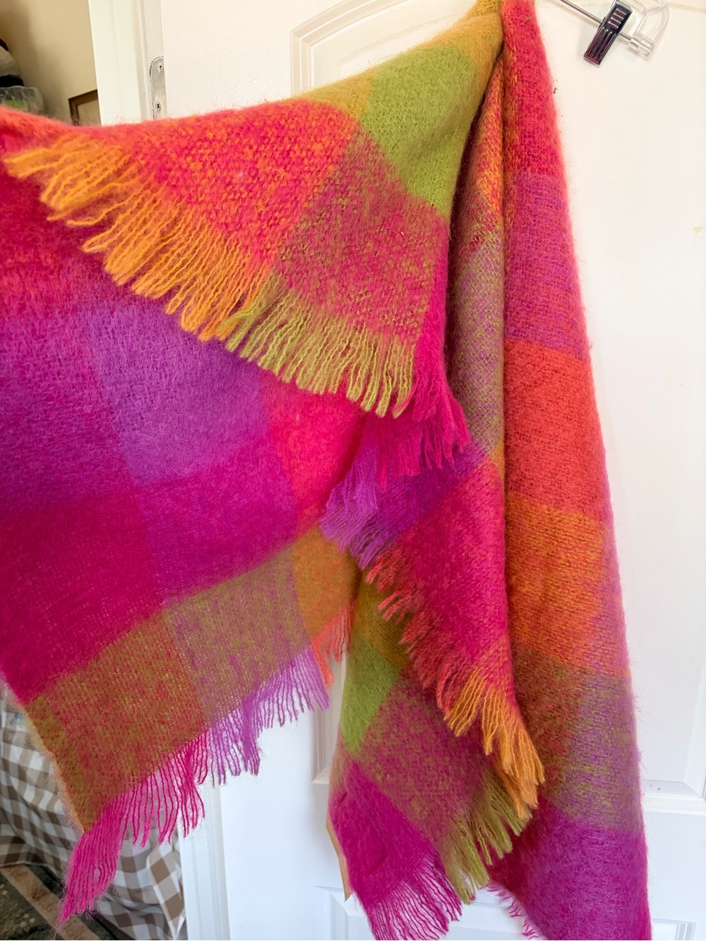 Avoca Mohair Throw/Scarf pink lime orange NEW WITH TAGS